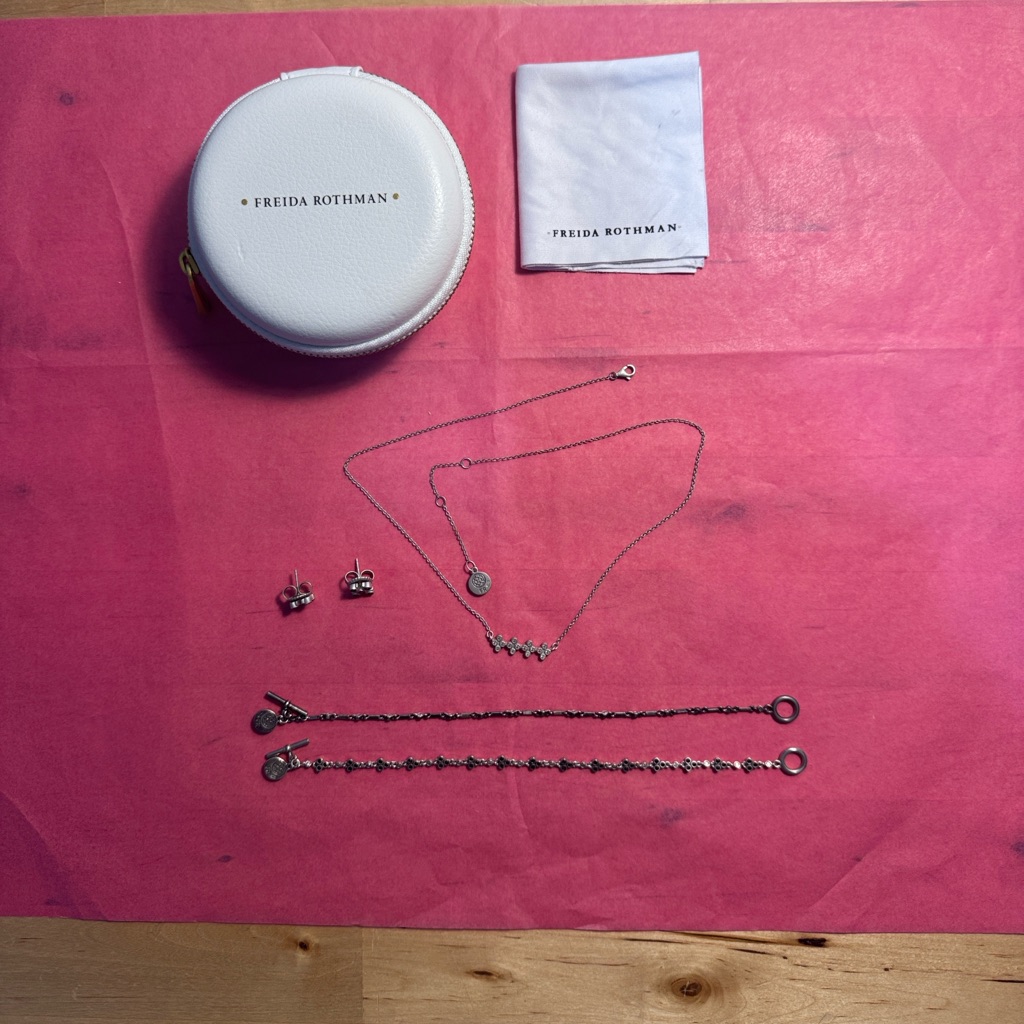 Freida Rothman: Necklace, Earrings, 2 Bracelets, Cleaning Cloth & Travel Case
